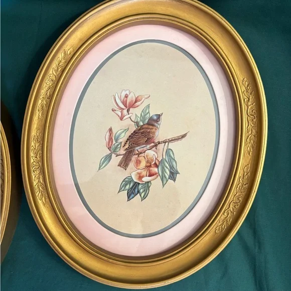 Gold Oval Framed Bird Art Set - Picture 8 of 8